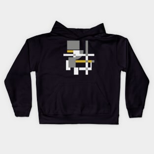 Geometric Abstract Composition Grey and Yellow Kids Hoodie